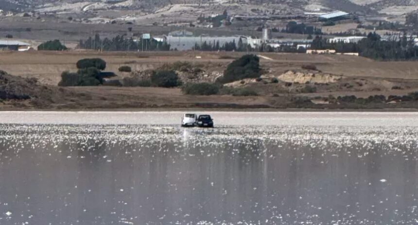 Two Cars Trapped in Larnaca Salt Lake After Illegal Entry