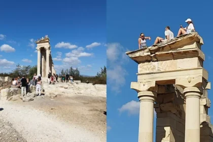 Tourists Climb Apollo Hylates Sanctuary in Limassol, Ignoring Protection Rules