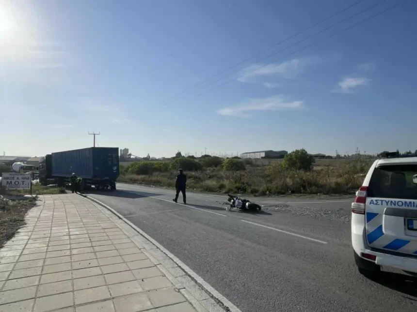 Motorcyclist Dies After Being Hit by Truck in Larnaca