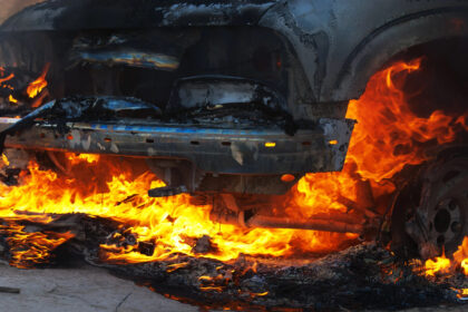 Two Vehicles Up in Flames in Episkopi