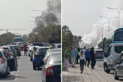 Moving Car Catches Fire Near Larnaca Airport