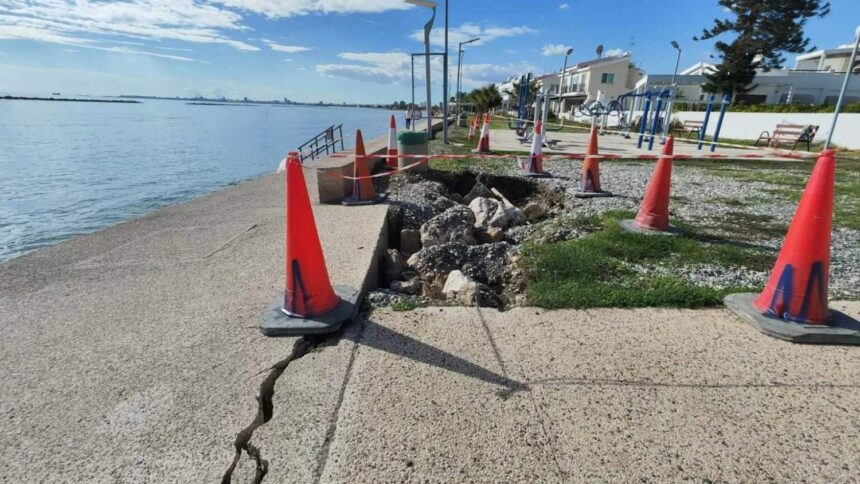 Larnaca Closes Section of Coastal Promenade Due to Erosion Cracks