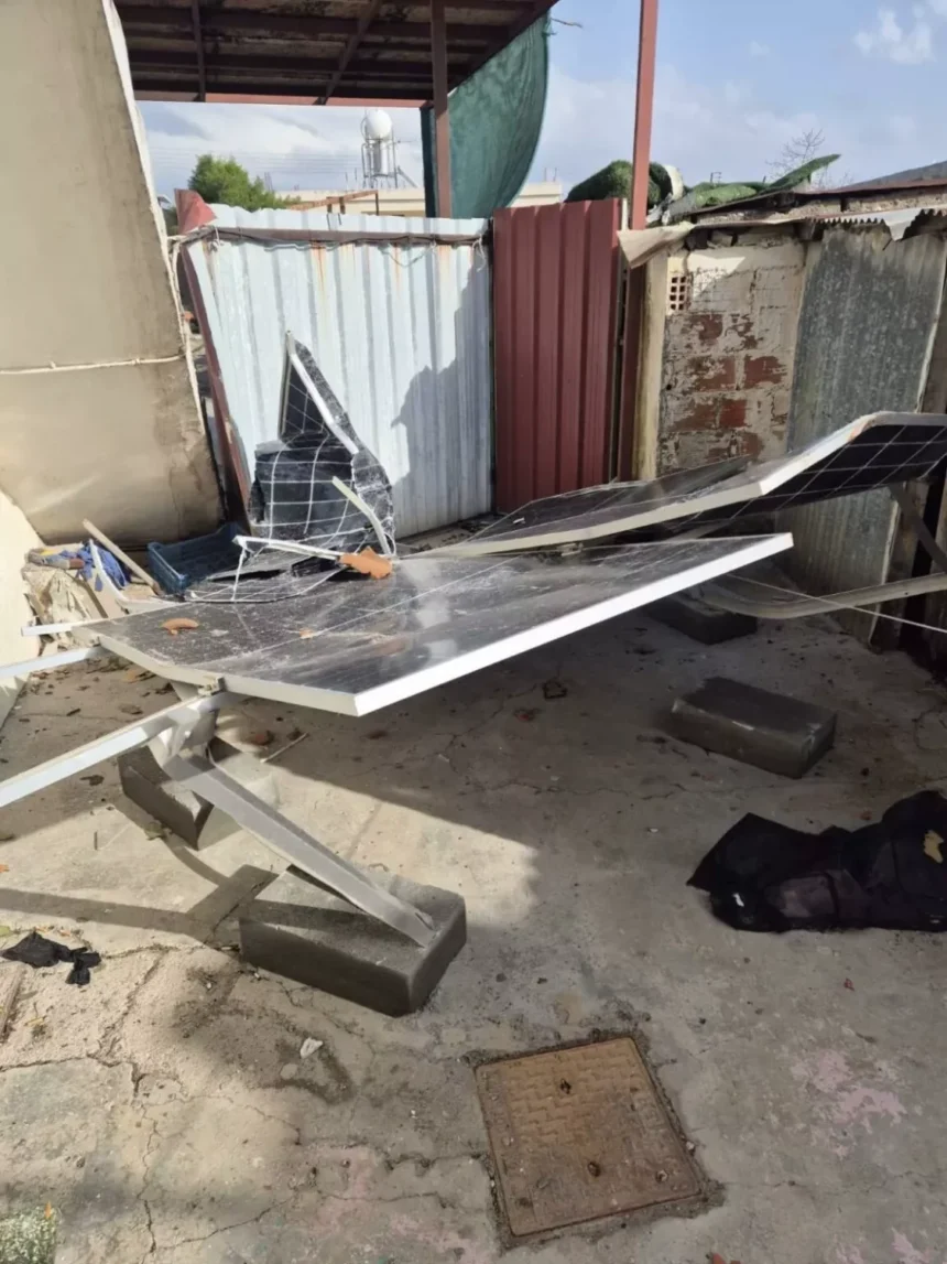 Strong Winds Damage Solar Panels and Cause Tree Falls in Limassol