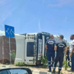 Truck Overturns on Tseriou Avenue in Nicosia's Lakatamia Area