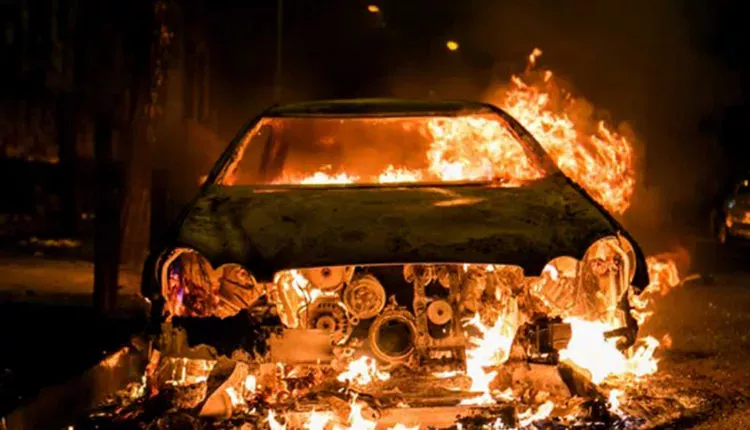Geri Fire Destroys Two Vehicles and Damages Six Others